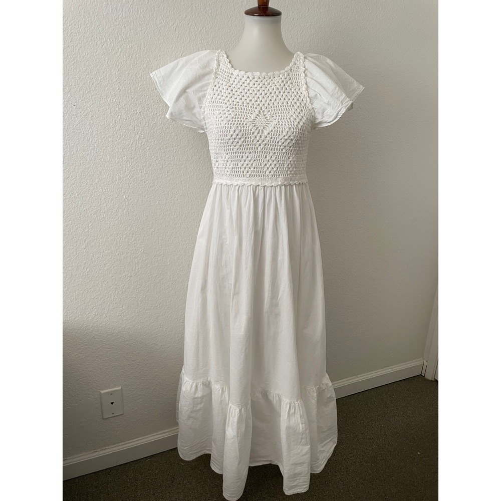 Zara Crochet Maxi Dress Women S Tiered Boho Prairiecore Romantic Flowy Resort